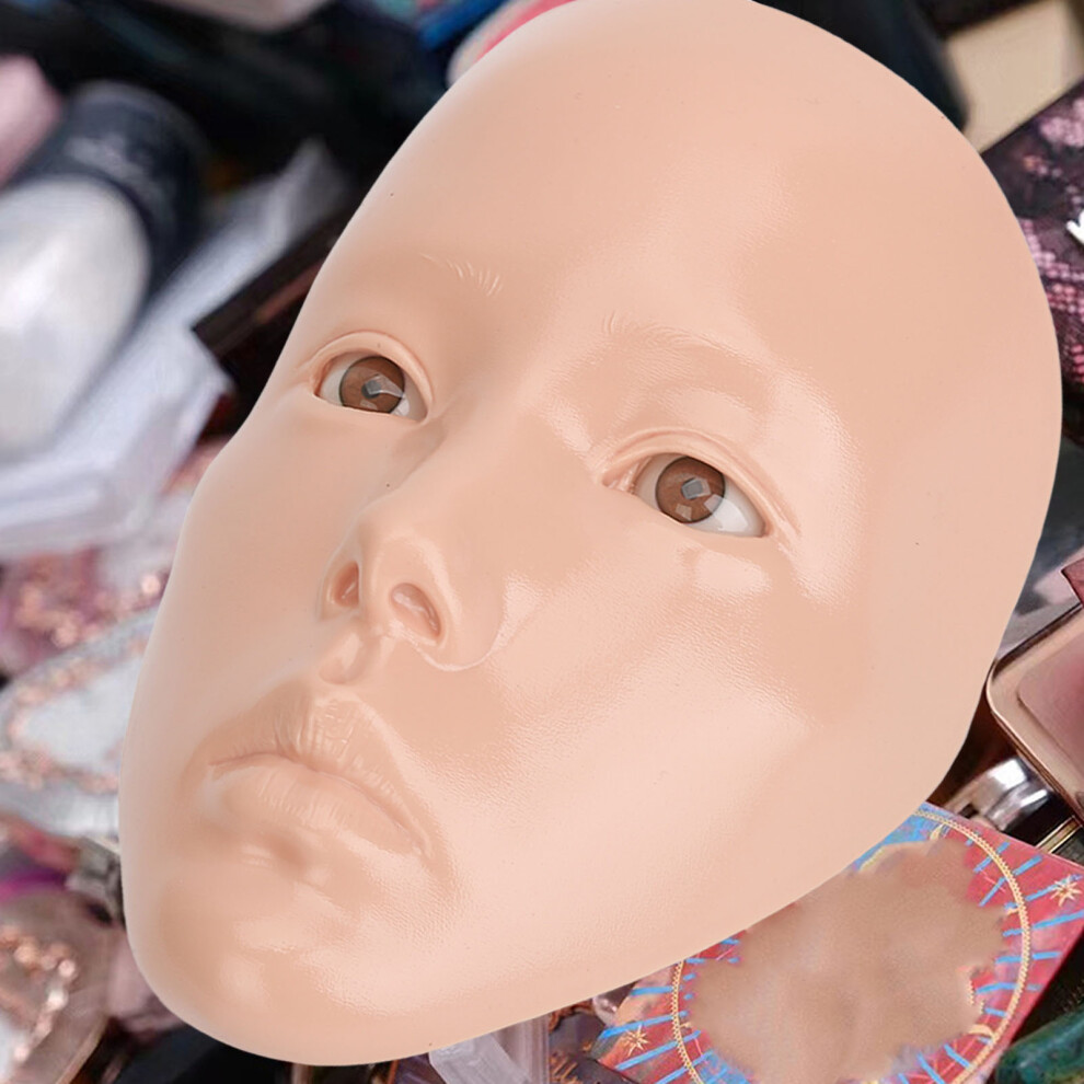 Pink Reusable 5D Silicone Makeup Practice Face With Stand Â 18.7X13.6cm