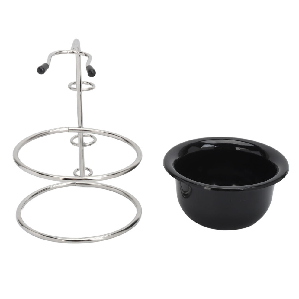 Rugged Metal & Plastic Shave Brush Stand & Foam Bowl Kit for Men