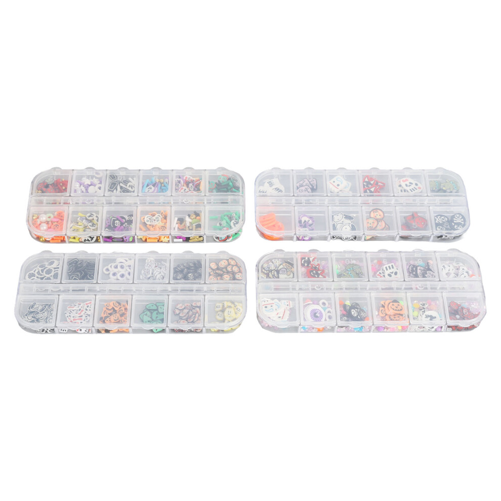 Halloween Nail Art Sequins 4Box Set 3D Pumpkin Skull Ghost Decorations