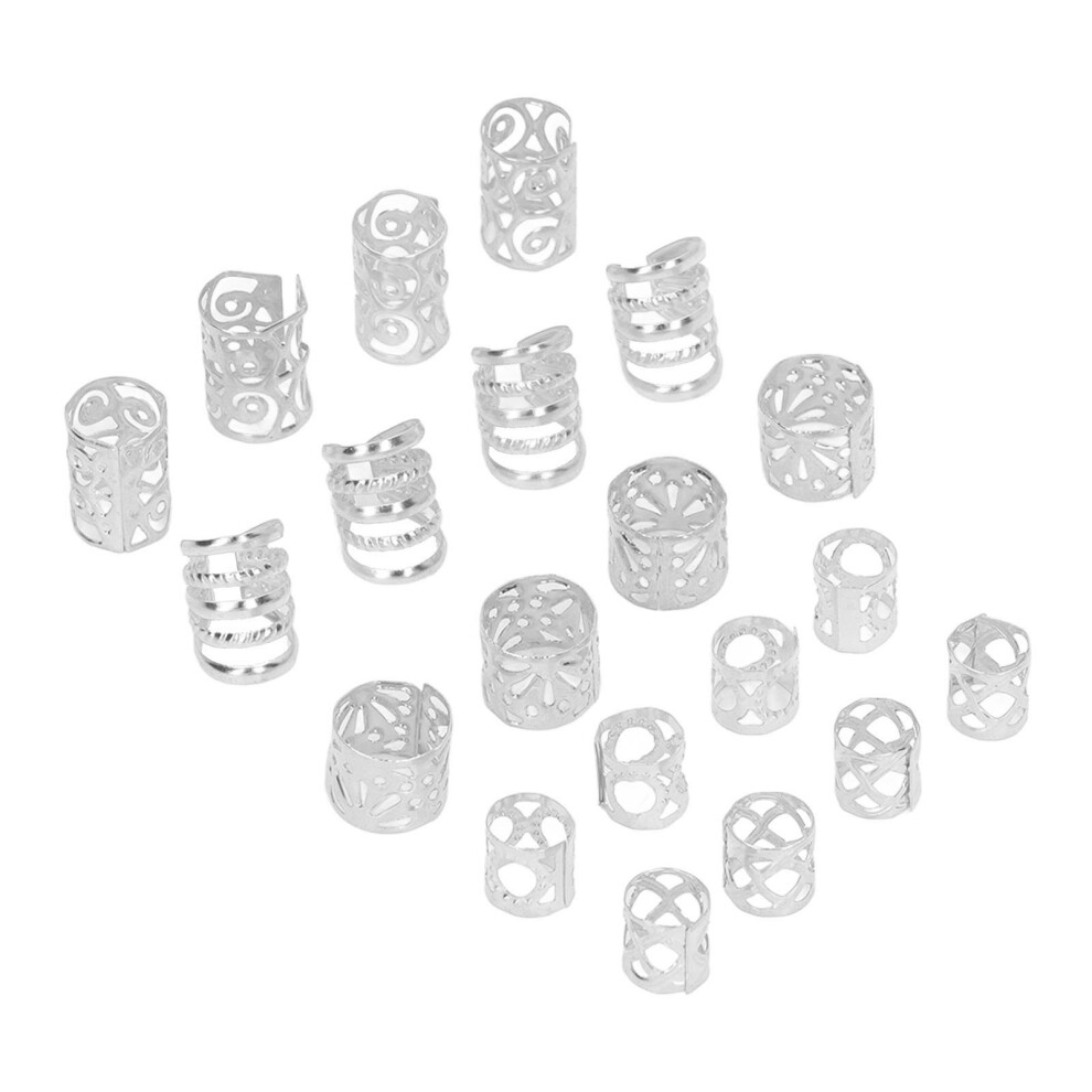 Silver 200pcs Dreadlocks Jewelry Rings with Unique Hollow Patterns