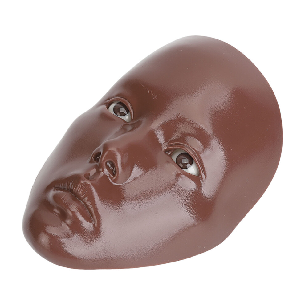 Reusable 5D Silicone Makeup Practice Face with Stand, Black Skin