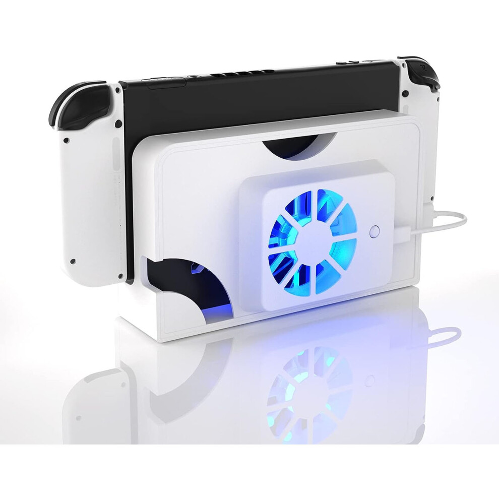 Game Console Heat Dissipation Dock With Cooling Fan For Switch Oled Led Blue 7891332014475