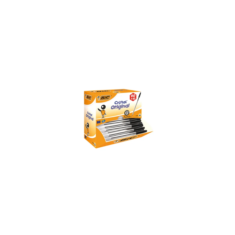 Bic Cristal Medium Stick Ballpoint Pen Medium 100Pc(S) Black