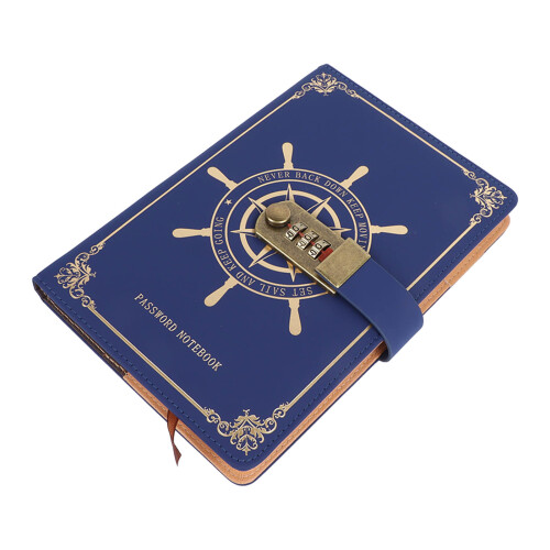 Blue A5 Travel Diary with 100 Sheets and Combination Lock