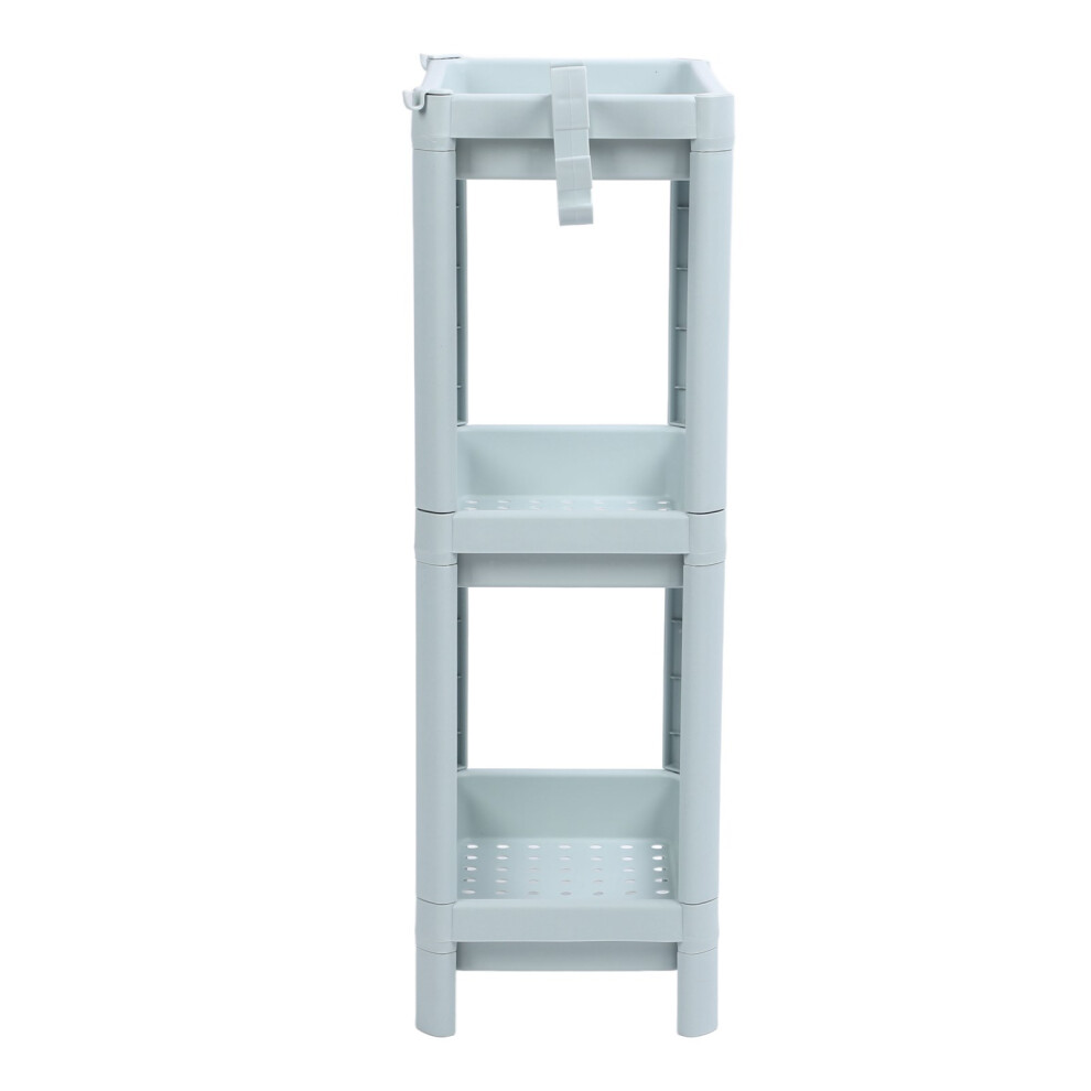 Bathroom Floor Storage Shelf 3 Tier Nordic Blue Plastic Freestanding Corner Unit-image-OPC-PJB7RTS-NEW