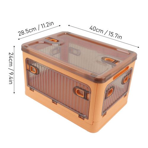 Stackable Orange Plastic Storage Boxes with 5 Side Openings and Lid 1