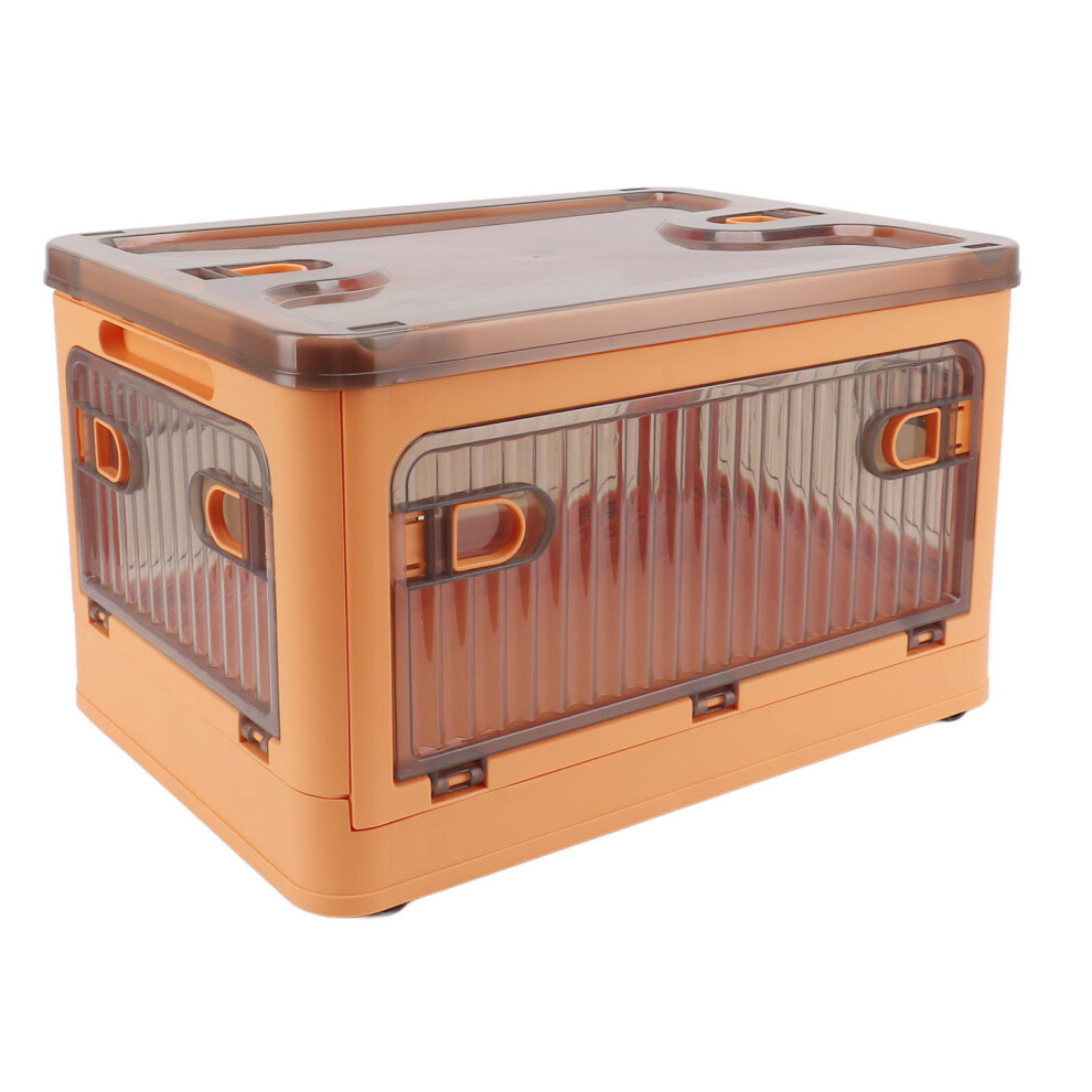 Stackable Orange Plastic Storage Boxes with 5 Side Openings and Lid