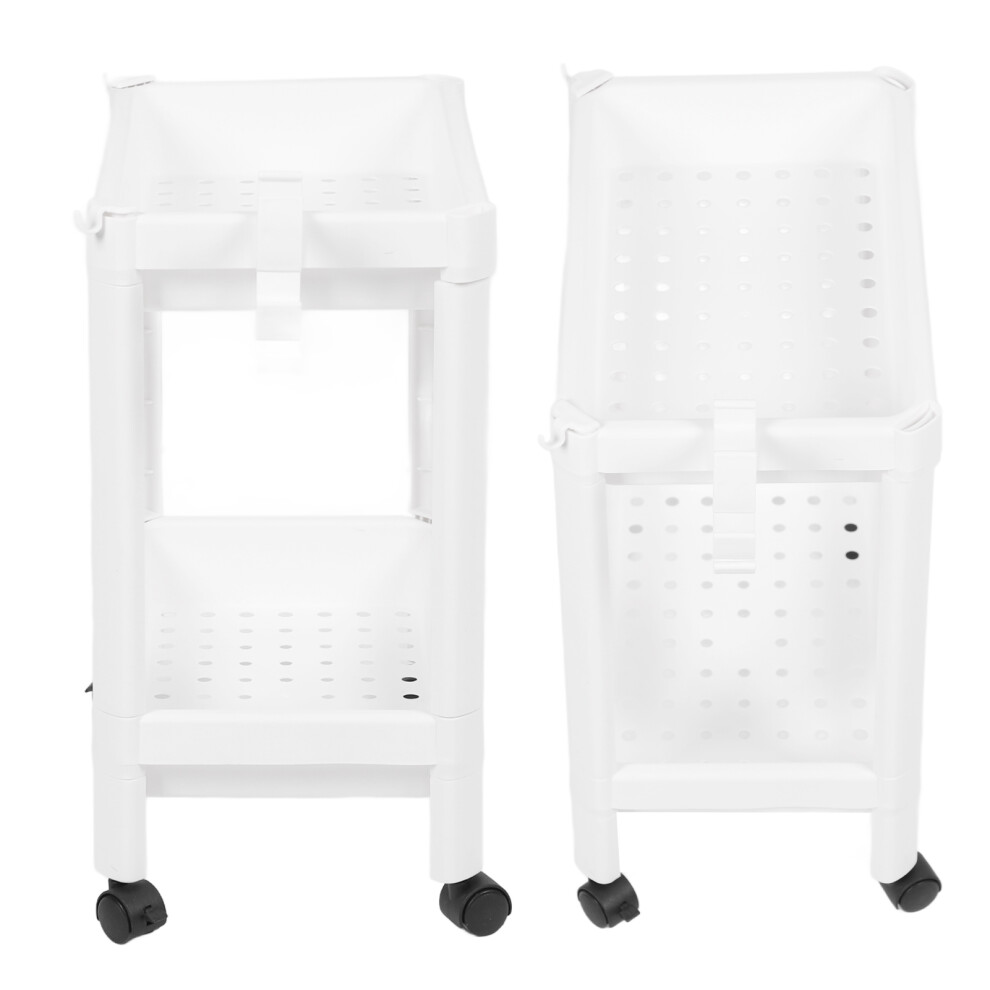 Bathroom Tower Shelf Plastic 2-Layer White With Wheels Storage Organizer 9311332021733