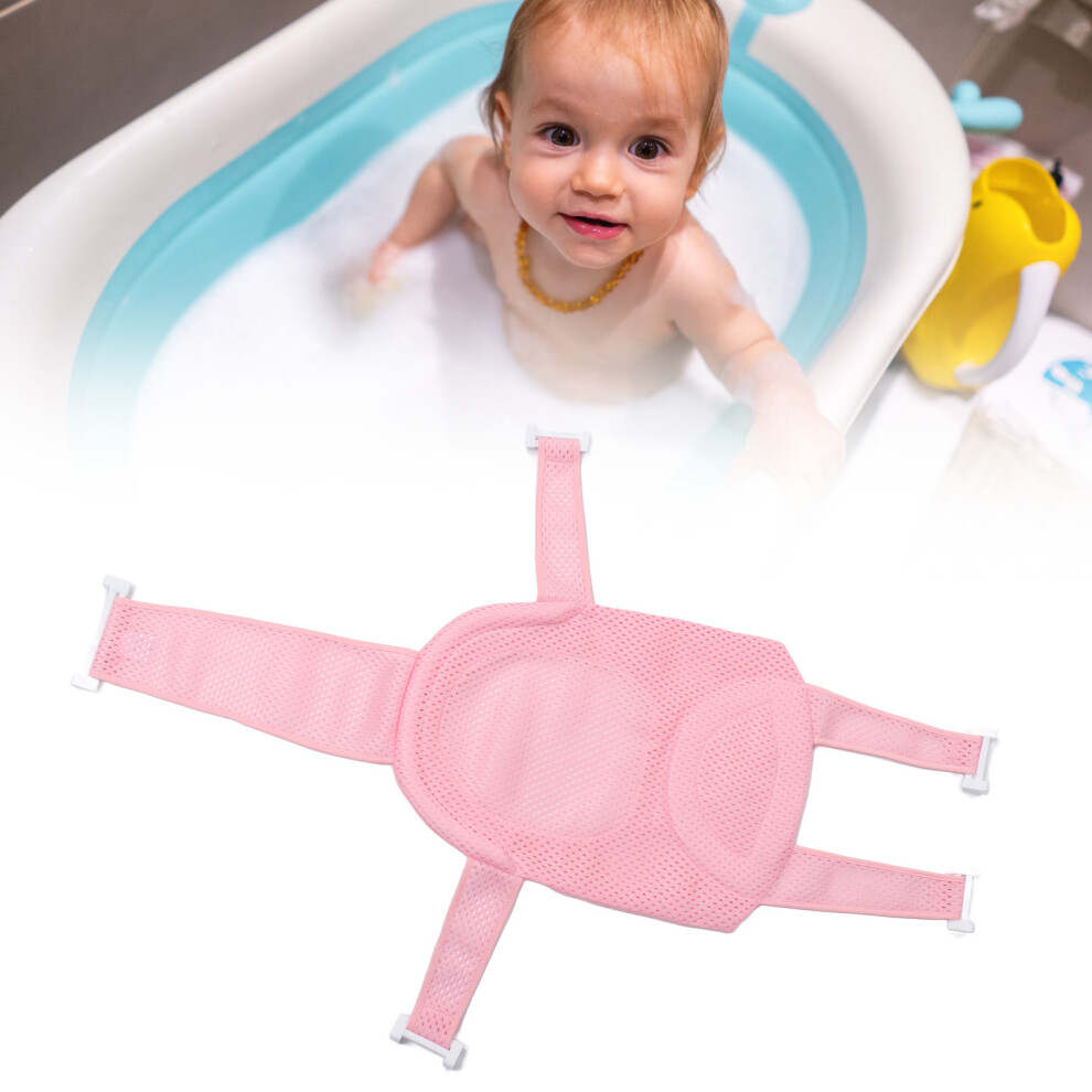 Slip-Proof Baby Bath Seat With Detachable Mesh Support In Pink