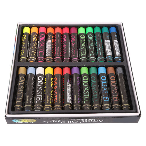 24 Pcs Oil Pastel Fluorescent Metallic Mixing 1