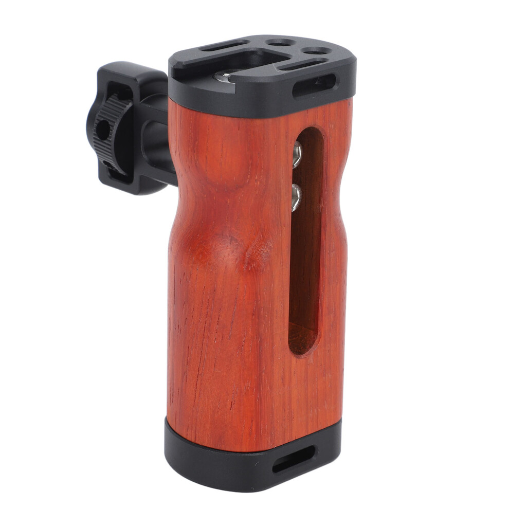Ergonomic Wooden Camera Cage Handle Grip W/ Cold Shoe & 1/4" Mount 8421332036390