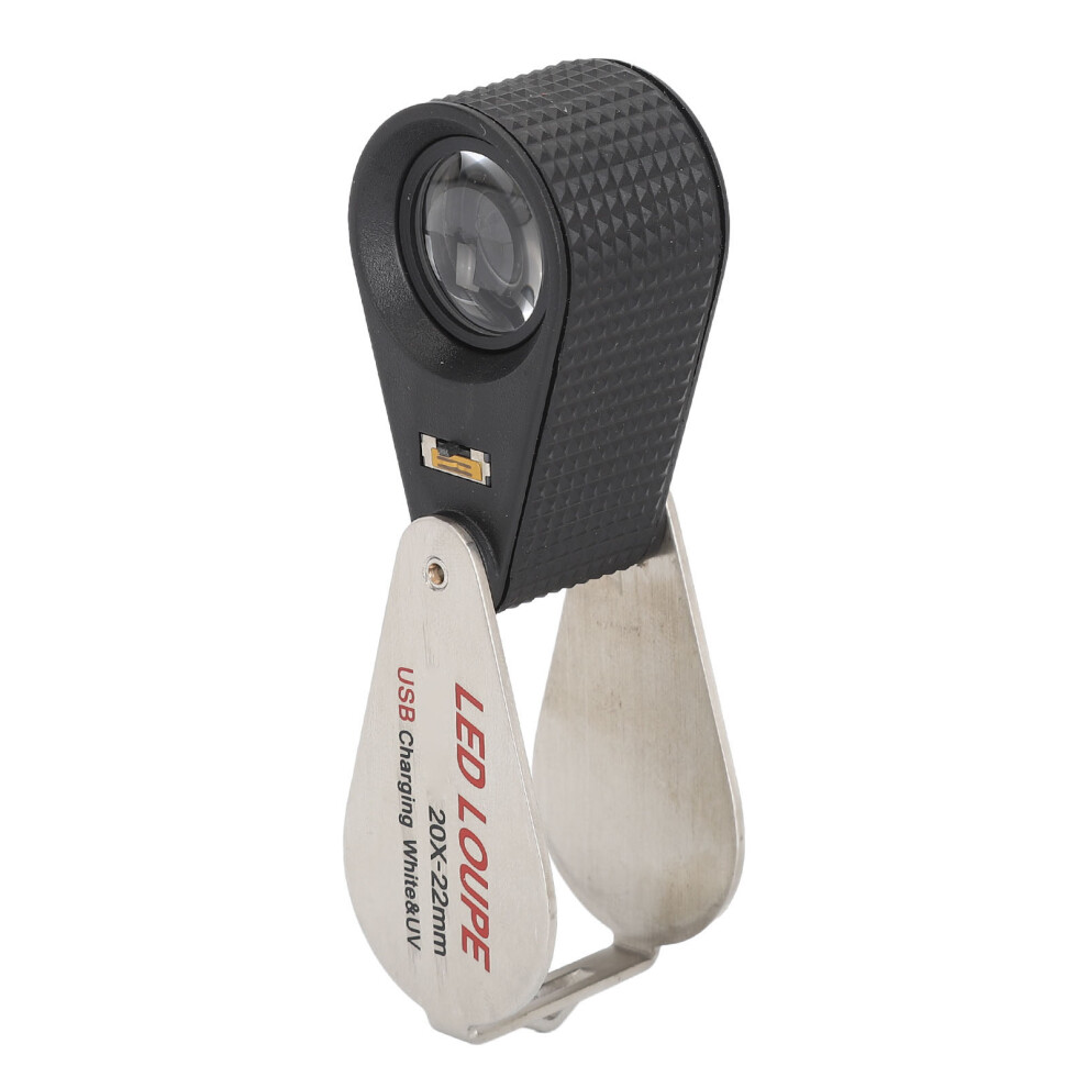 LED Pocket Magnifier 20X - Foldable USB Rechargeable Ideal for Insects & Coins