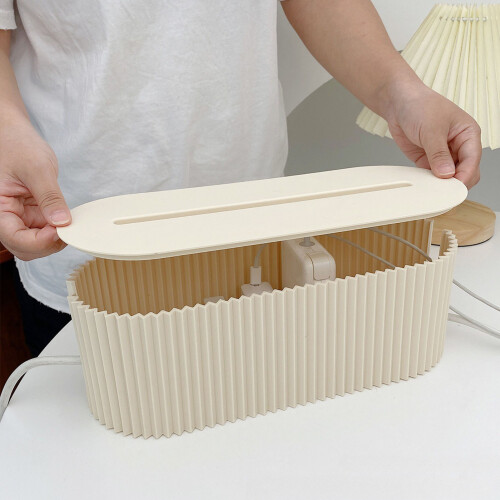 White Cable Management Box Plastic Power Cover Cord Organizer Storage