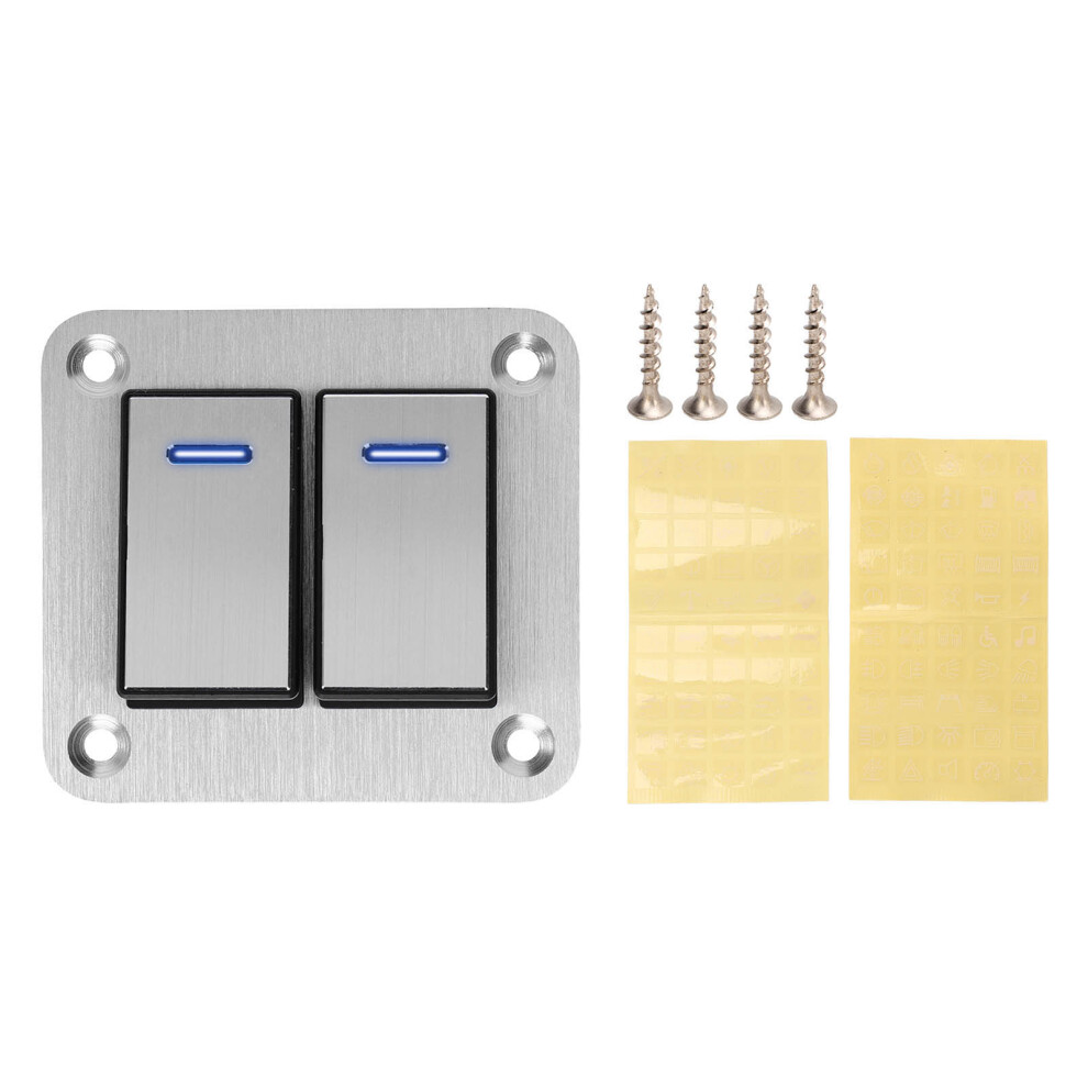 2 Gang Rocker Switch Panel Led 12V 24V Blue 9121376149672
