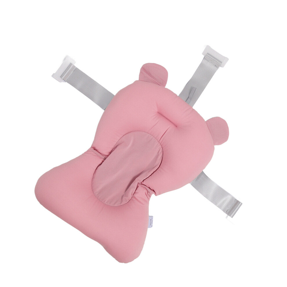 Newborn Baby Bathtub Floating Pillow - Bear 3 Buckle Safety Straps Pink