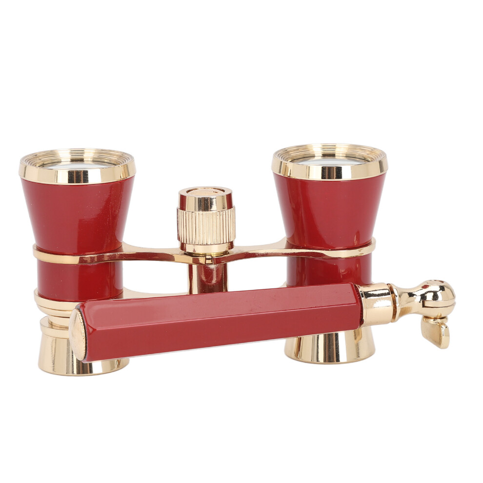 3X25 Opera Glasses Binoculars With Handle For Stage And Drama Red 9471332047420