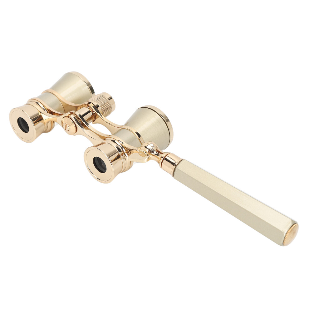Compact 3X25 Metal Opera Binoculars With Handle For Stage And Sports Gold 8331332047435