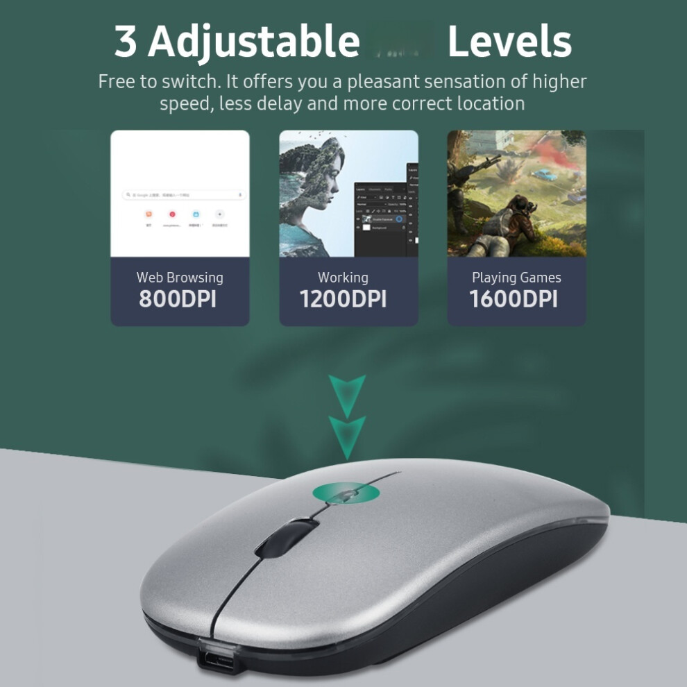 Wireless Slim Mouse 2.4G Bt 5.0 1600Dpi, 7-Color Light/Black 5001332047904
