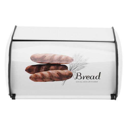 Small Drum Shaped Iron Bread Box, White, 1060g 2