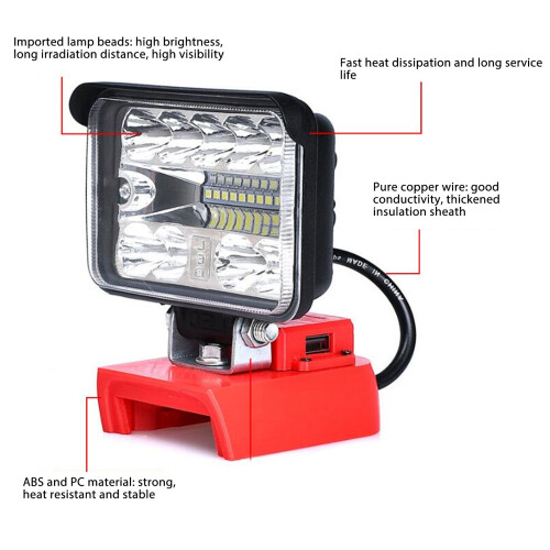 3in LED Rechargeable Work Light, 54W, 2800lm, 18V 2