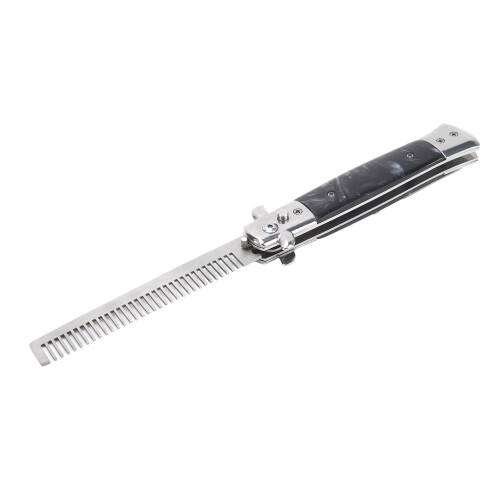 Switchblade Comb Men Automatic Foldable Steel Hair Beard Moustache Grooming Tool 1