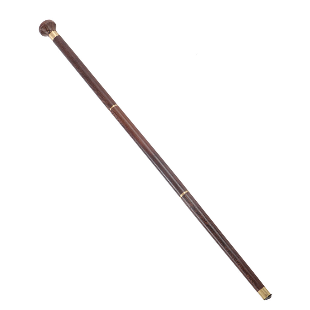 Elderly Wenge Walking Stick 88cm Ergonomic Detachable Round Grip