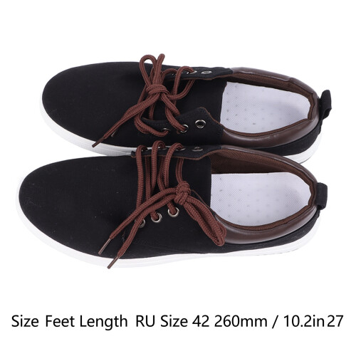 Men Canvas Flat Shoes Rubber Sole Black 42 EU 1