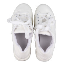 PU Leather Lace-Up Sneakers Thick Sole White 36