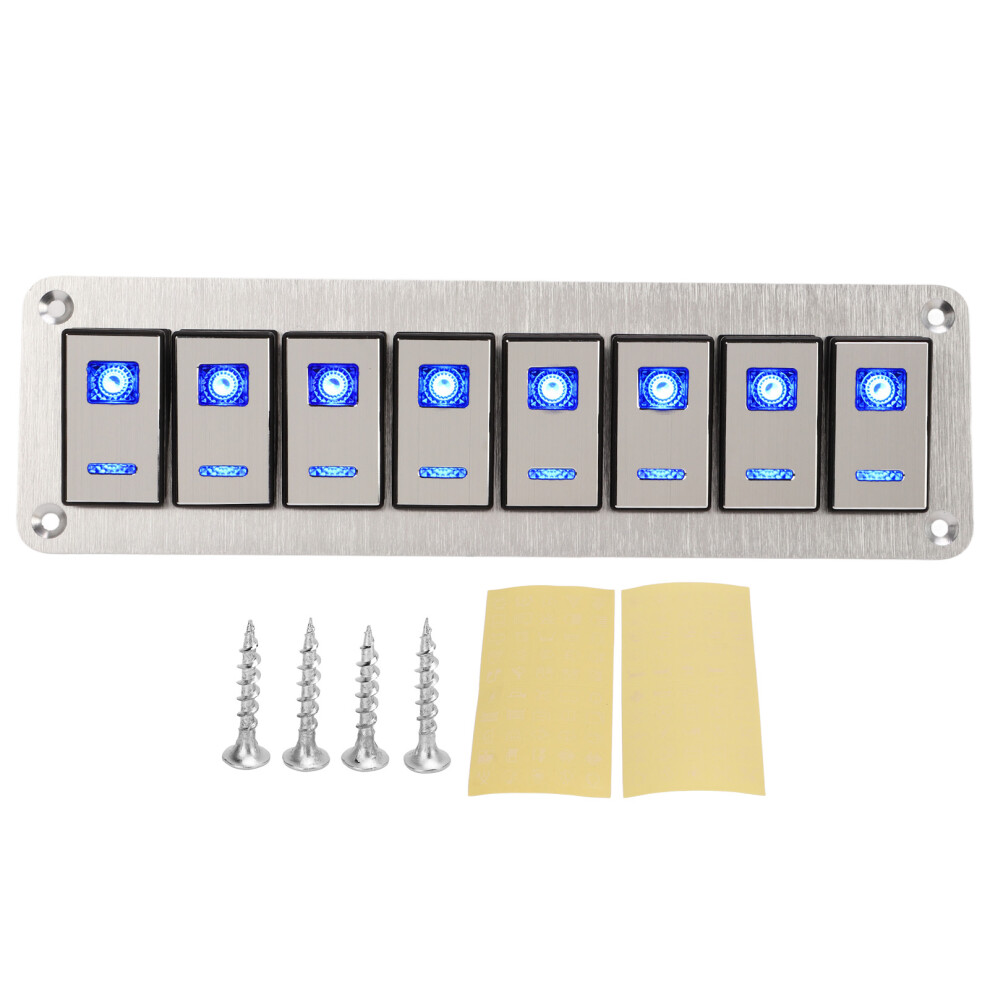 Rocker Switch Panel 8 Gang 12Â24V 5 Pin Blue Light 9121376155352