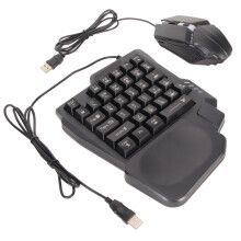 Half Hand Wired Gaming Keyboard Mouse Combo for Android/iOS, Bluetooth 5.0, USB-C