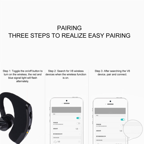 Black Bluetooth Earpiece 90mAh Noise Canceling Hands-Free Microphone 2