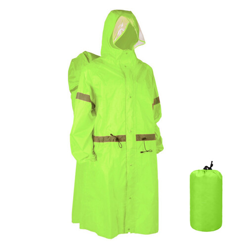 Hooded Rain Poncho 70L Backpack M/XL Orange/Green 2