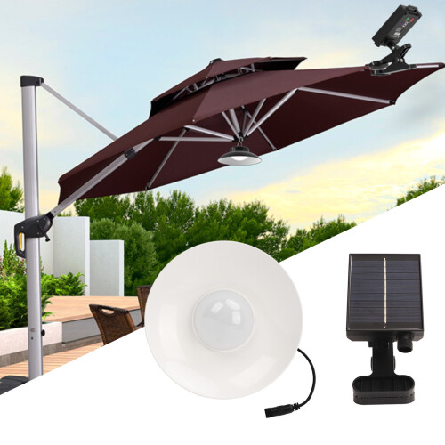 Solar LED Patio Umbrella Light with Timer, 6000K, 1200mAh