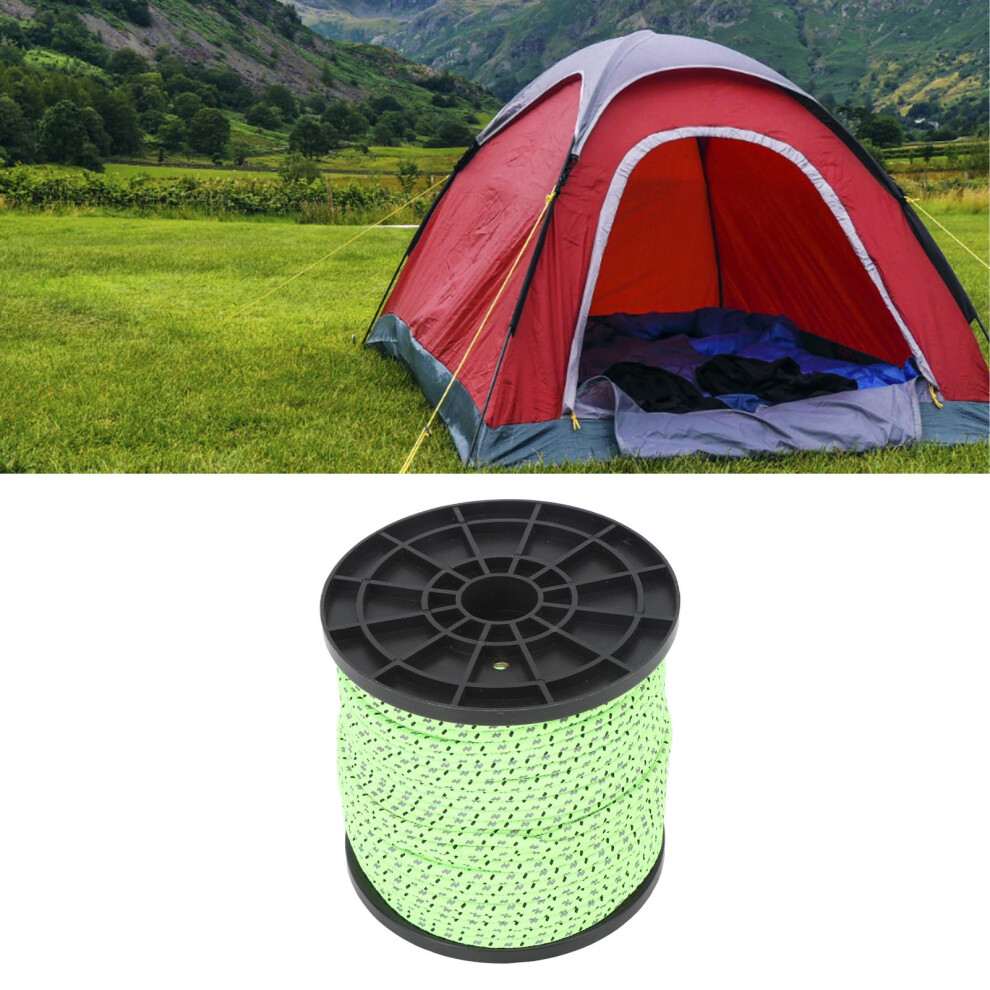 Reflective Camping Rope 164Ft 4Mm Polyester Fluorescent Green 9401332105844