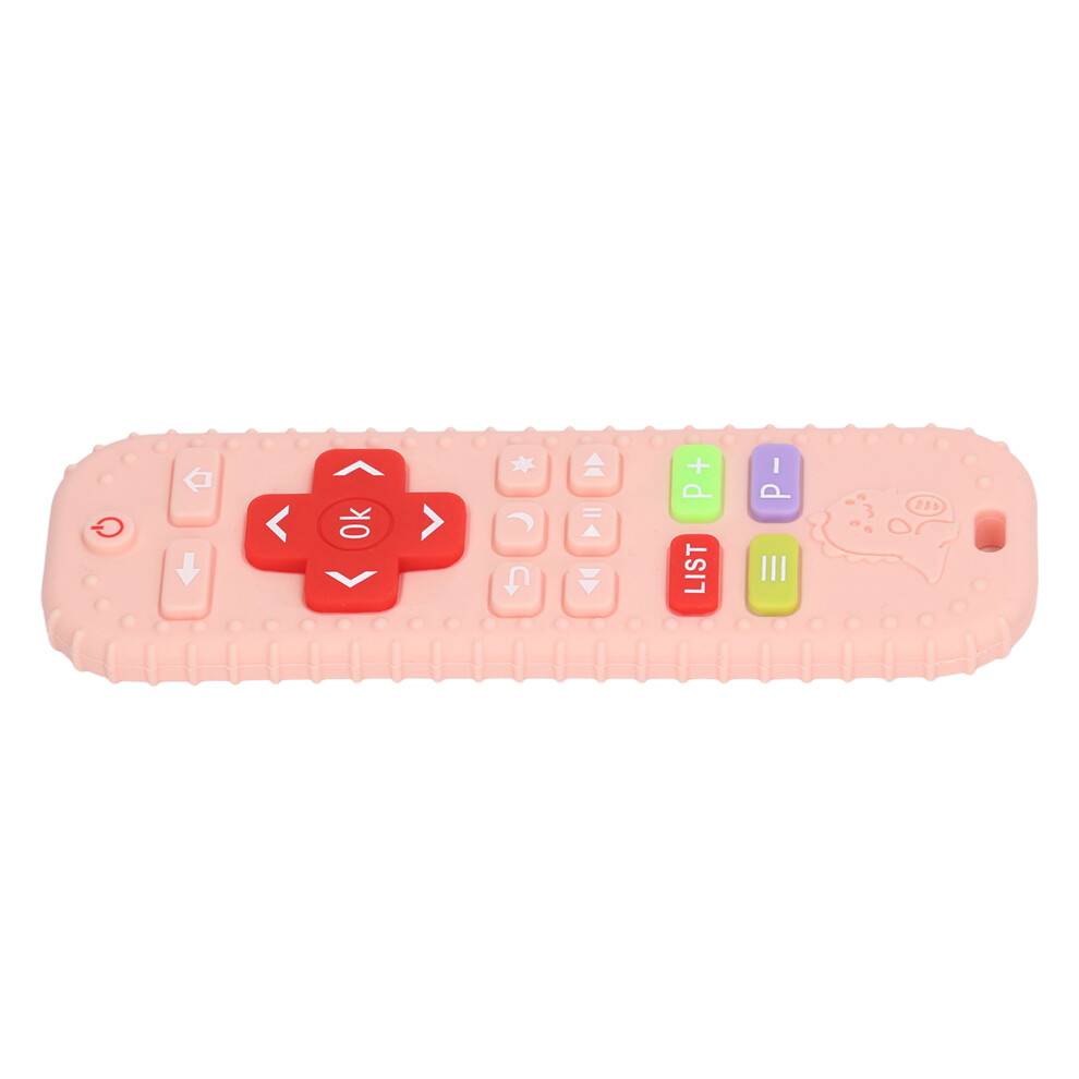 Baby Cartoon Remote Silicone Teether Toy For Toddler Sensory Chew Pink