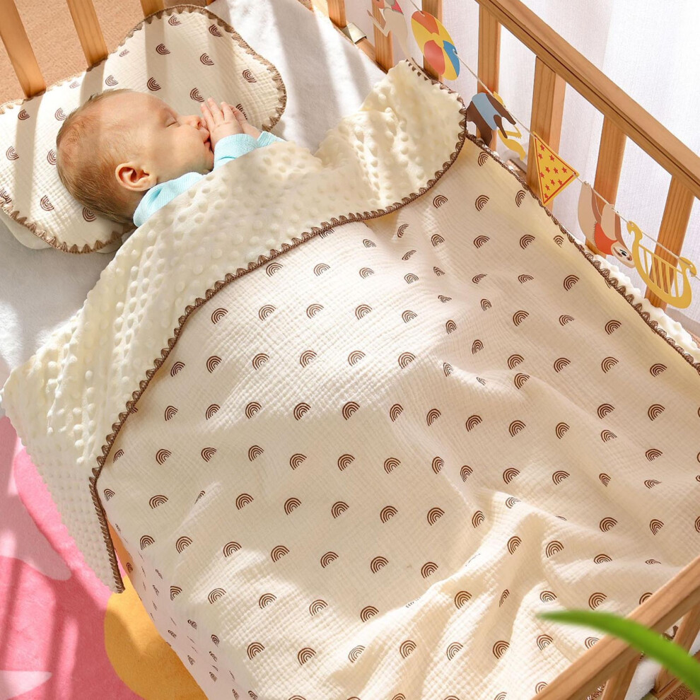 Dotted Backing Baby Blanket, Soft Breathable Toddler Rainbow Summer Cloth