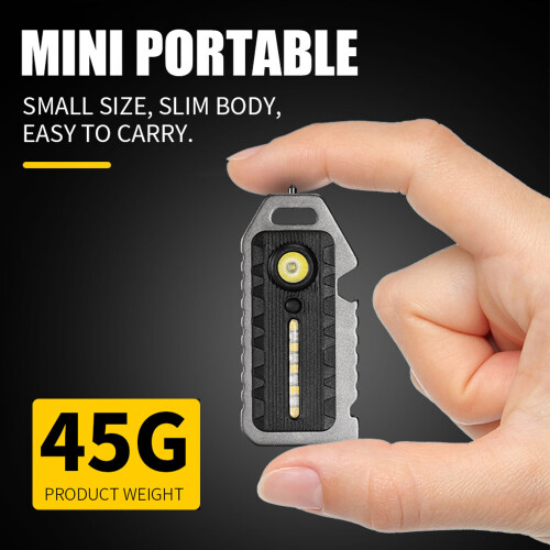 Mini LED Keychain Flashlight 400mAh Waterproof 8.6x3.9cm Black