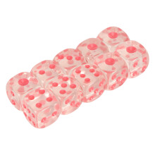 20pcs Transparent Pink-Spotted 6-Sided Plastic Dice for Board & Math Games