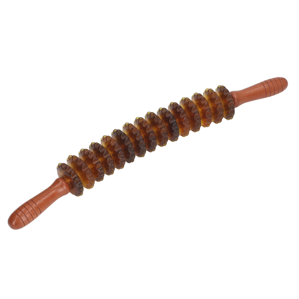 Handheld 15 Roller Trigger Point Massager - Brown, 52cm Fascia & Cellulite Tool