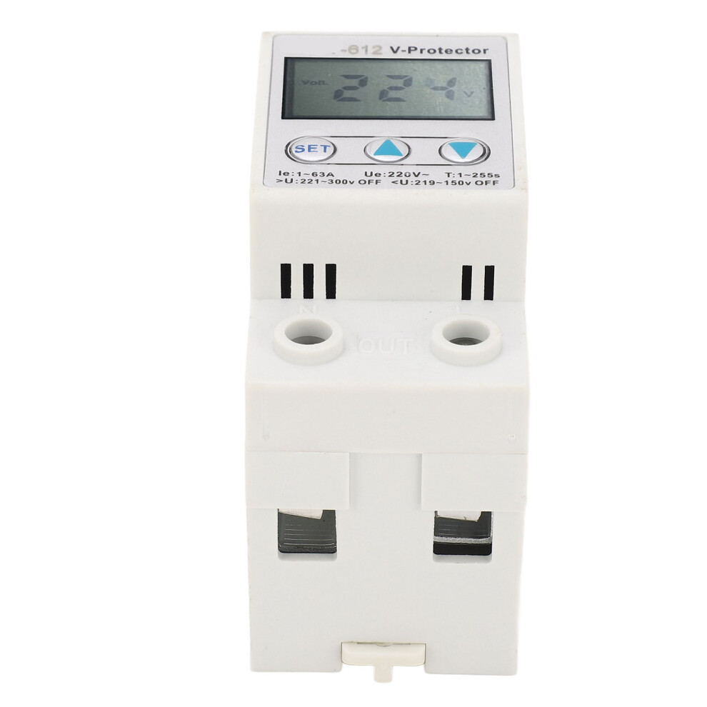 Lcd Self-Recovery Over/Under Voltage Protector 63A Ac220v Adjustable 8081332134665