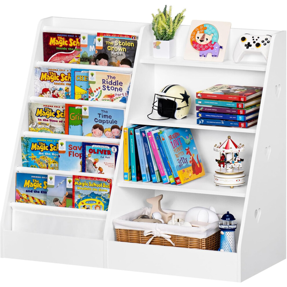 Xample Childrens Kids Book Shelf Wooden Storage Rack Organizer Bookcase White