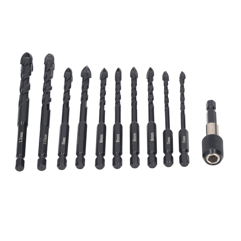 11 Pcs Masonry Drill Bit Set 5Â12Mm, Carbide, Cross Design For Concrete & Tile 7611332140079