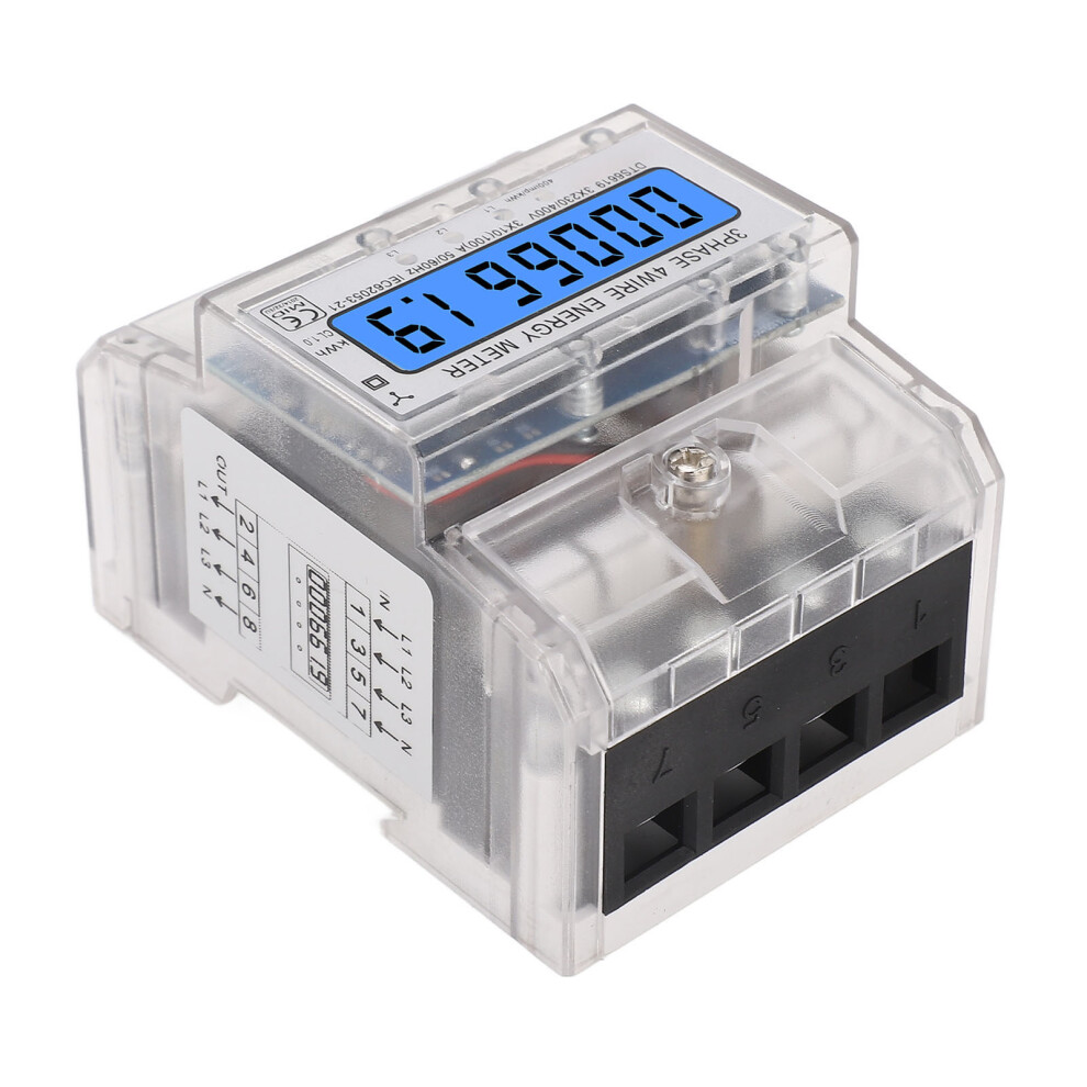 10Â100A 3 Phase Energy Meter 230/400Vac Lcd Display Din Rail Setup 8091332142966