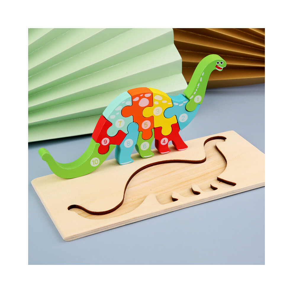 (Dinosaur Puzzle) Educational Animal Wooden Traffic Numbers Puzzle Toy For Toddlers Learning Play