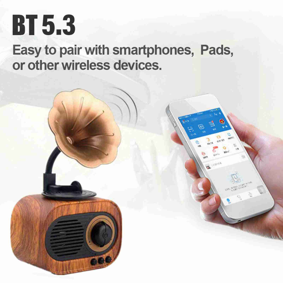 Compact Vintage Bt 5.3 Speaker With Fm Aux Tf Card Usb Mic For Calls 6951332146918