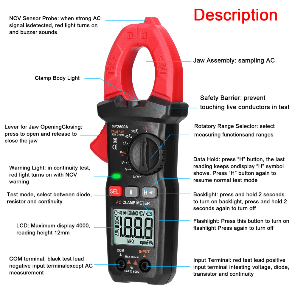 Multifunction Voltmeter: 600V Diodes Continuity & Ncv Tester 8481332150328