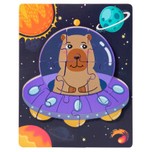 (Style  C) Thick Wooden Puzzle With Cartoon Capybara Print Design For Gift Play Home And