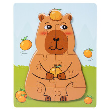 (Style  D) Thick Wooden Puzzle With Cartoon Capybara Print Design For Gift Play Home And