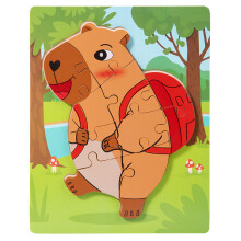 (Style  B) Thick Wooden Puzzle With Cartoon Capybara Print Design For Gift Play Home And