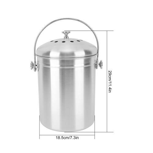 1.3 Gallon Kitchen Countertop Compost Bin with Stainless Steel Design 1